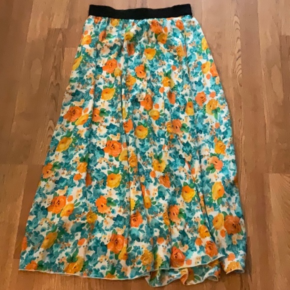 Lularoe Orange and blue Floral Maxi Women’s Skirt Size Medium - Picture 2 of 13